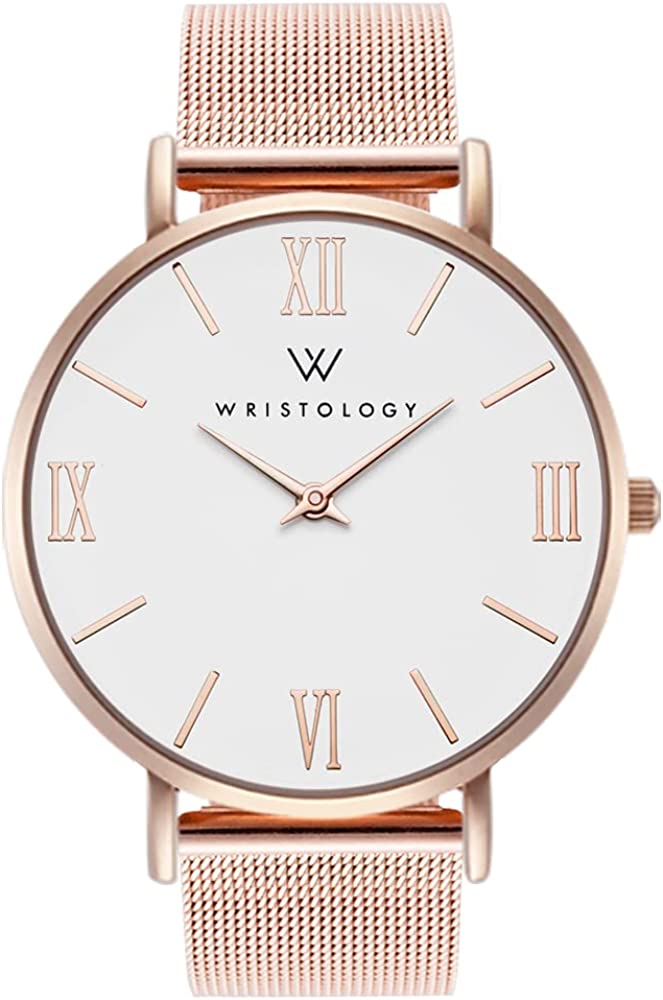 230816062701972_1 Wristology 29 Options - Maxi Leather Band Roman Numerals Boyfriend Watch - Interchangeable Genuine Leather Strap - Large Easy to Read Analog Face for Women or Men - Image 1